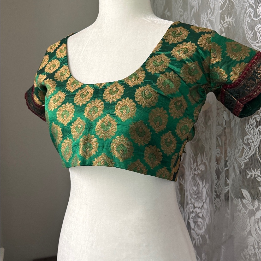 Gold, Green & Red Lehenga
